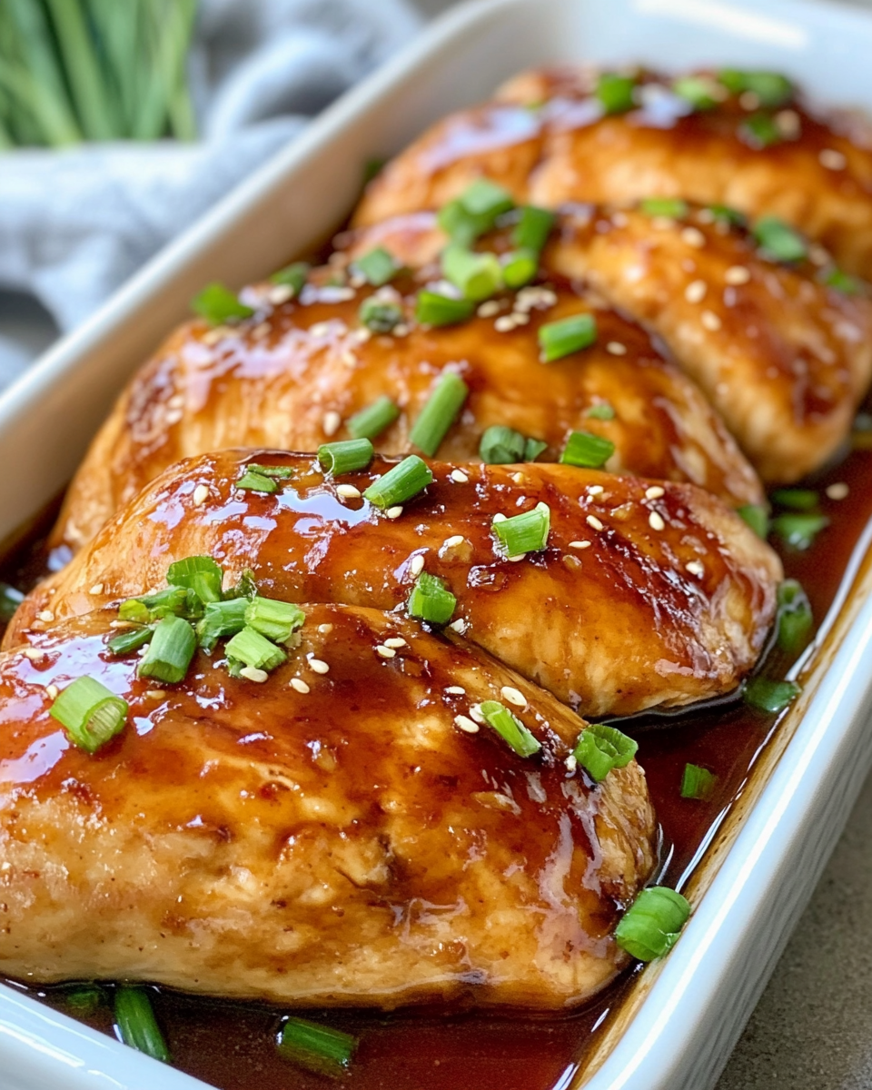 Glazed teriyaki chicken with sesame seeds and green onions served with rice