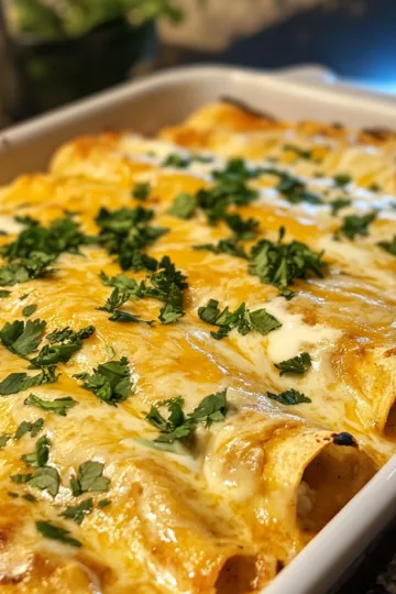 CHICKEN ENCHILADAS WITH SOUR CREAM WHITE SAUCE taken with iphone 15 pro max --iw 2 --ar 4:5 --v 6.1 --raw