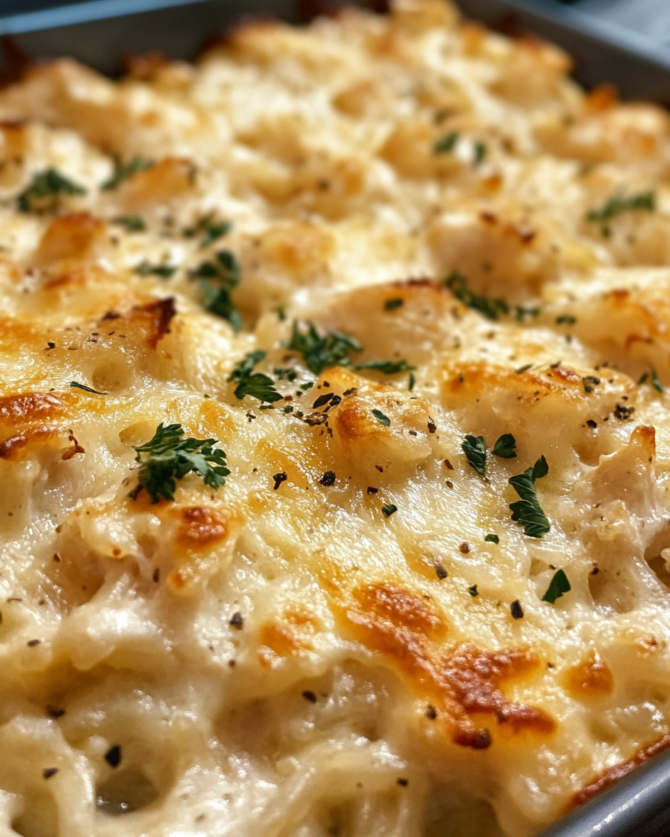 Creamy French onion chicken rice casserole fresh from pressure cooker with steam