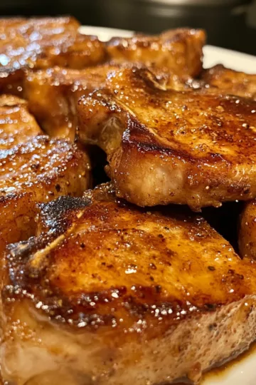 Easy Delicious Brown Sugar Pork Chops Oven Baked taken with iphone 15 pro max --iw 2 --ar 4:5 --v 6.1 --raw