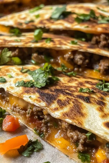 ground beef quesadillas with Cumin and Coriander taken with iphone 15 pro max --iw 2 --ar 4:5 --v 6.1 --raw