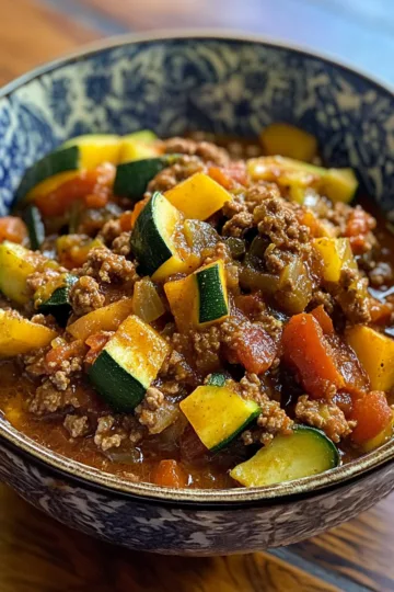 ground beef stew with Zucchini and Tomatoes taken with iphone 15 pro max --iw 2 --ar 4:5 --v 6.1 --raw