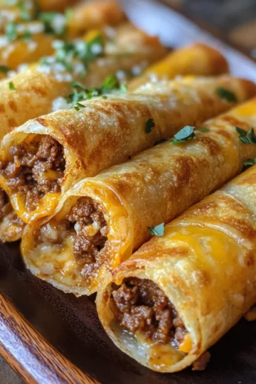 ground beef taquitos with Cheddar and Parmesan taken with iphone 15 pro max --iw 2 --ar 4:5 --v 6.1 --raw