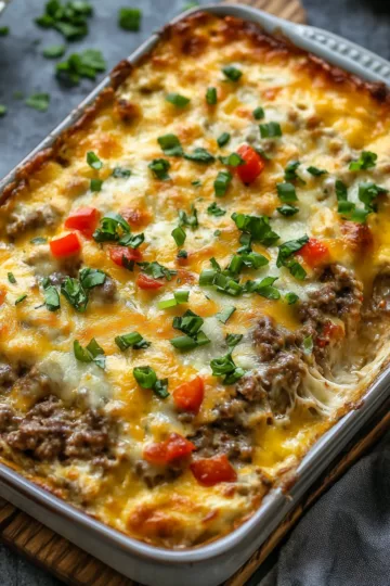 High Protein Low Carb Philly Cheesesteak Casserole Recipe taken with iphone 15 pro max --iw 2 --ar 4:5 --v 6.1 --raw