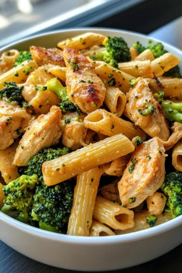 High Protein Rotisserie Chicken Broccoli Pasta (35 taken with iphone 15 pro max --iw 2 --ar 4:5 --v 6.1 --raw