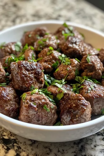 High Protein Slow Cooker Garlic Butter Beef Bites taken with iphone 15 pro max --iw 2 --ar 4:5 --v 6.1 --raw