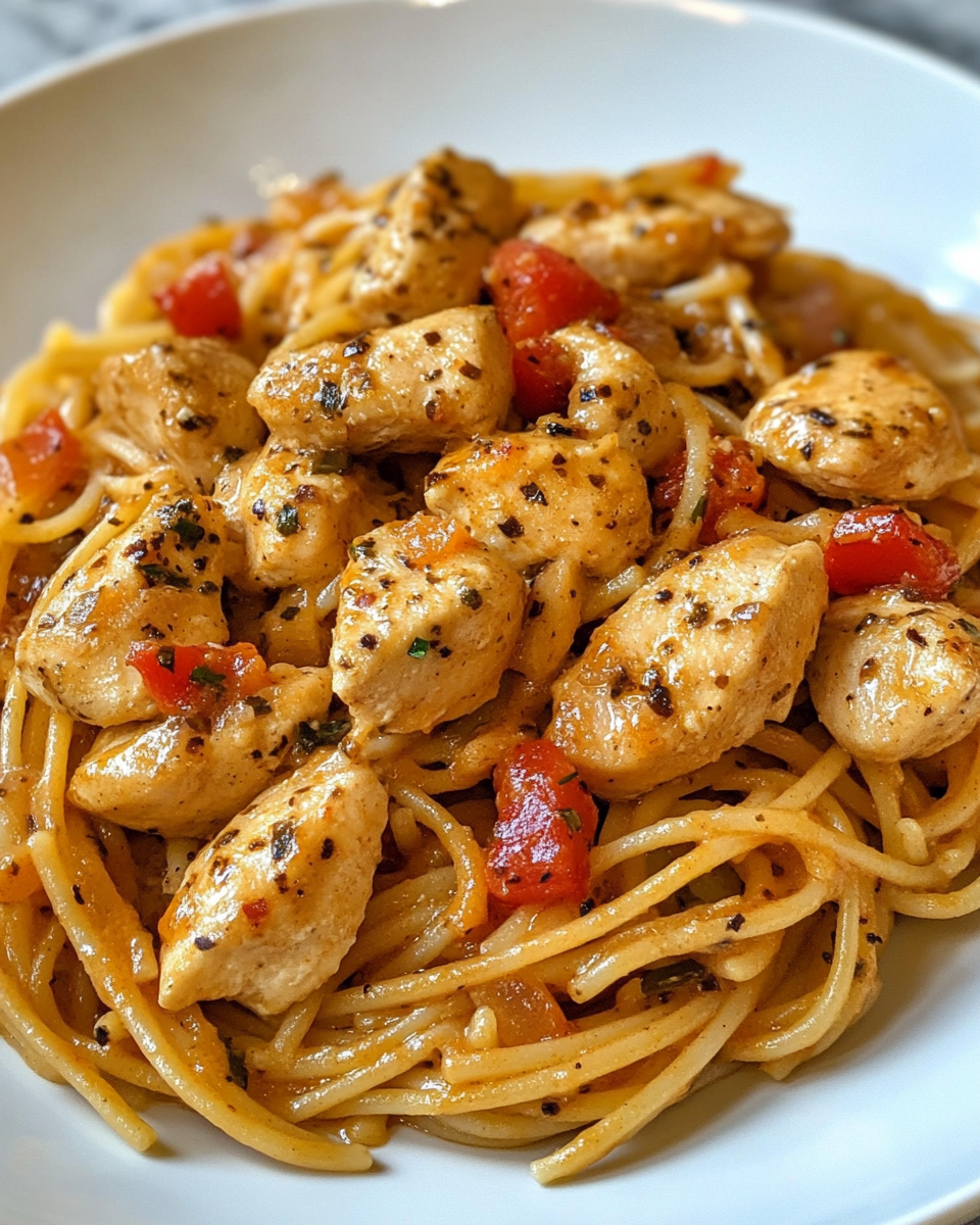 Honey pepper chicken pasta cooking with steam and pressure cooker lid
