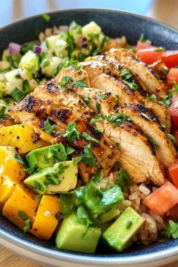 Mediterranean Chicken Bowl taken with iphone 15 pro max --iw 2 --ar 4:5 --v 6.1 --raw