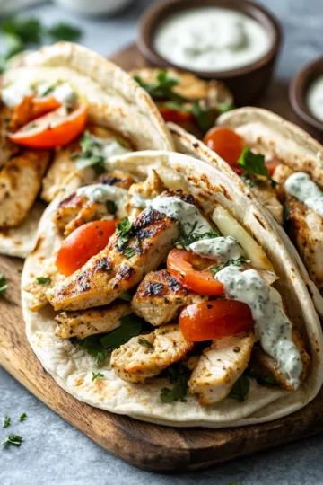 Sheet Pan Chicken Pitas with Herby Ranch Recipe taken with iphone 15 pro max --iw 2 --ar 4:5 --v 6.1 --raw