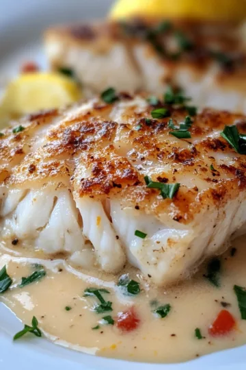 Baked Cod in Coconut Lemon Cream Sauce - Enjoyed taken with iphone 15 pro max --iw 2 --ar 4:5 --v 6.1 --raw