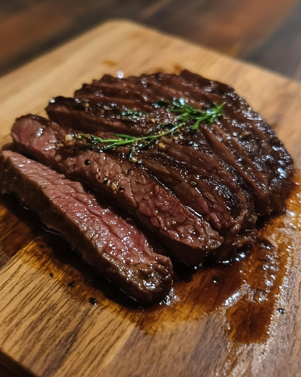 Ingredients for balsamic flank steak marinating and seasoning