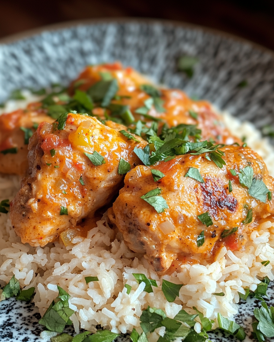 Smothered chicken breast with rich creamy gravy and crispy bacon pieces