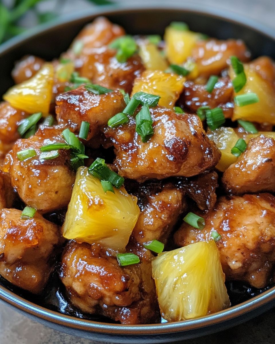 Ingredients lined up for Hawaiian brown sugar pineapple pork including spices and veggies