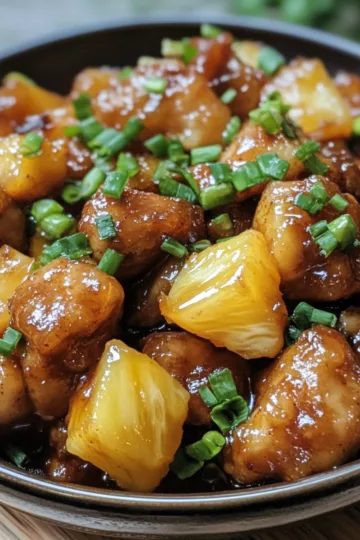 brown sugar pineapple chicken sweet savory so delicious taken with iphone 15 pro max --iw 2 --ar 4:5 --v 6.1 --raw