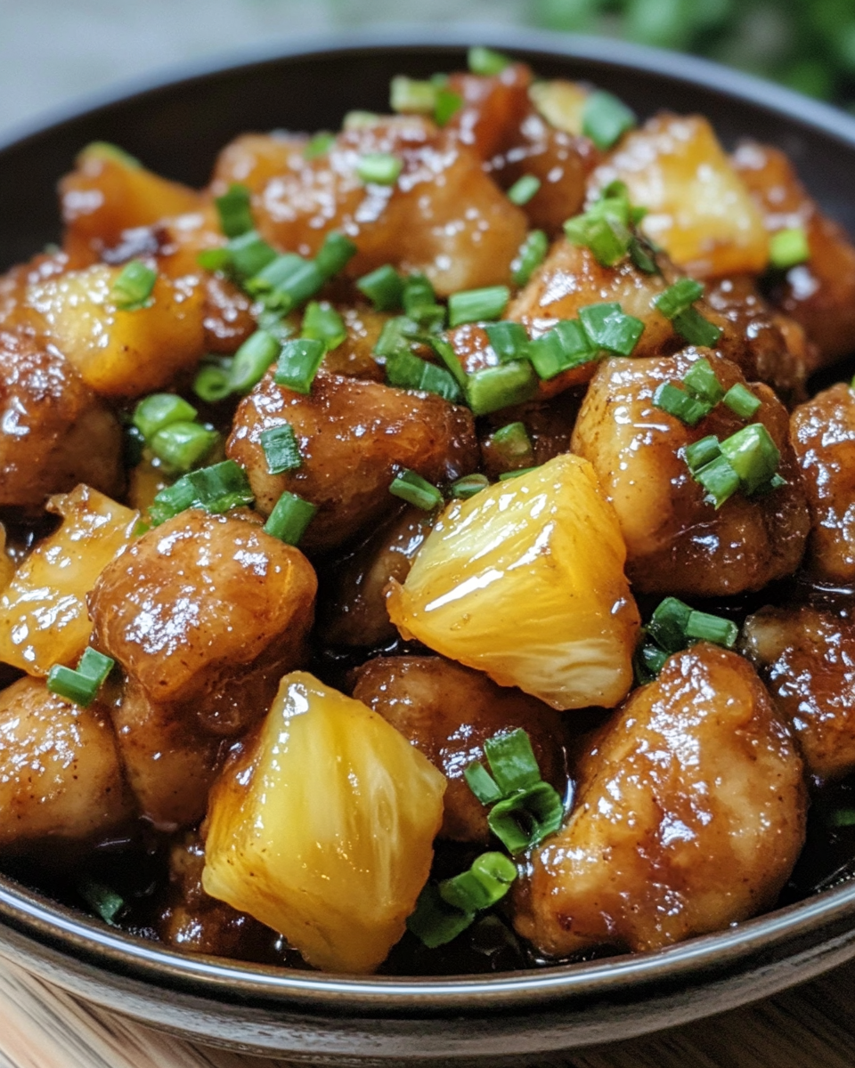 Brown sugar pineapple pork cooking in pressure cooker