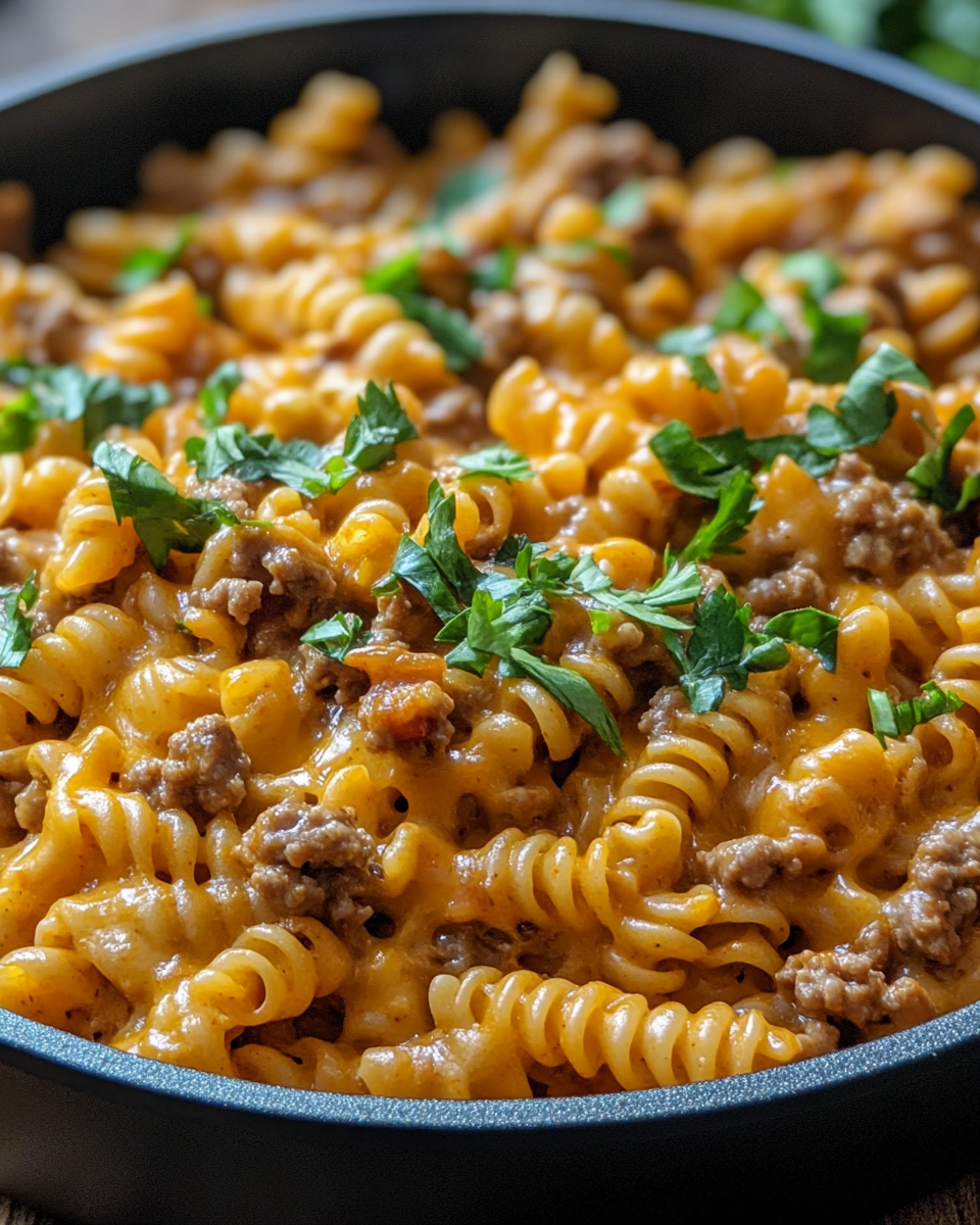 Creamy cheesy taco pasta served fresh from pressure cooker