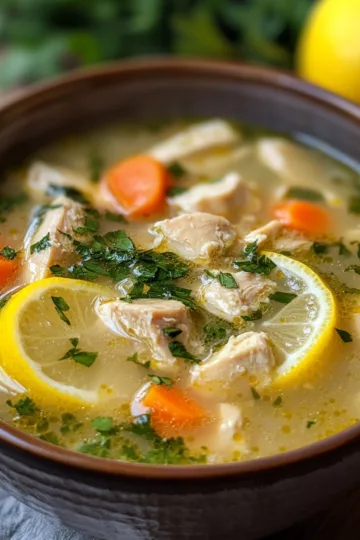 Classic Greek Lemon Chicken Soup taken with iphone 15 pro max --iw 2 --ar 4:5 --v 6.1 --raw
