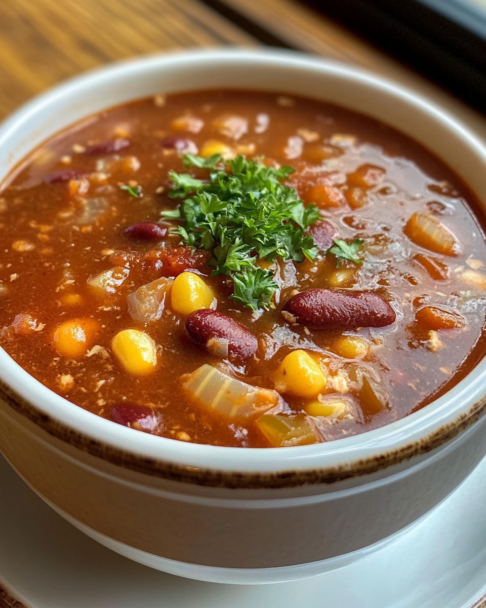 Cooking steps for cowboy soup showing simmering ingredients in pot
