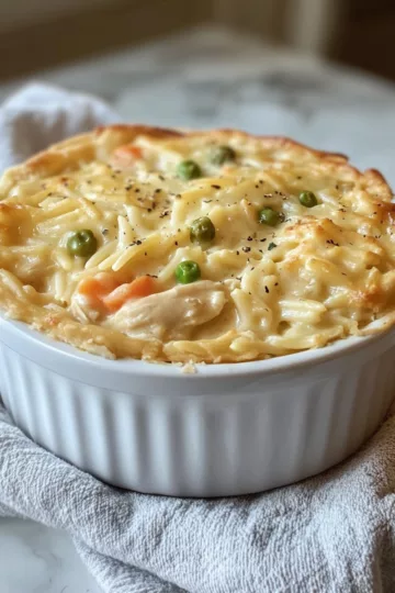 cozy chicken pot pie orzo comfort food twist taken with iphone 15 pro max --iw 2 --ar 4:5 --v 6.1 --raw