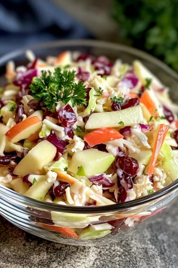 CRANBERRY APPLE COLESLAW taken with iphone 15 pro max --iw 2 --ar 4:5 --v 6.1 --raw
