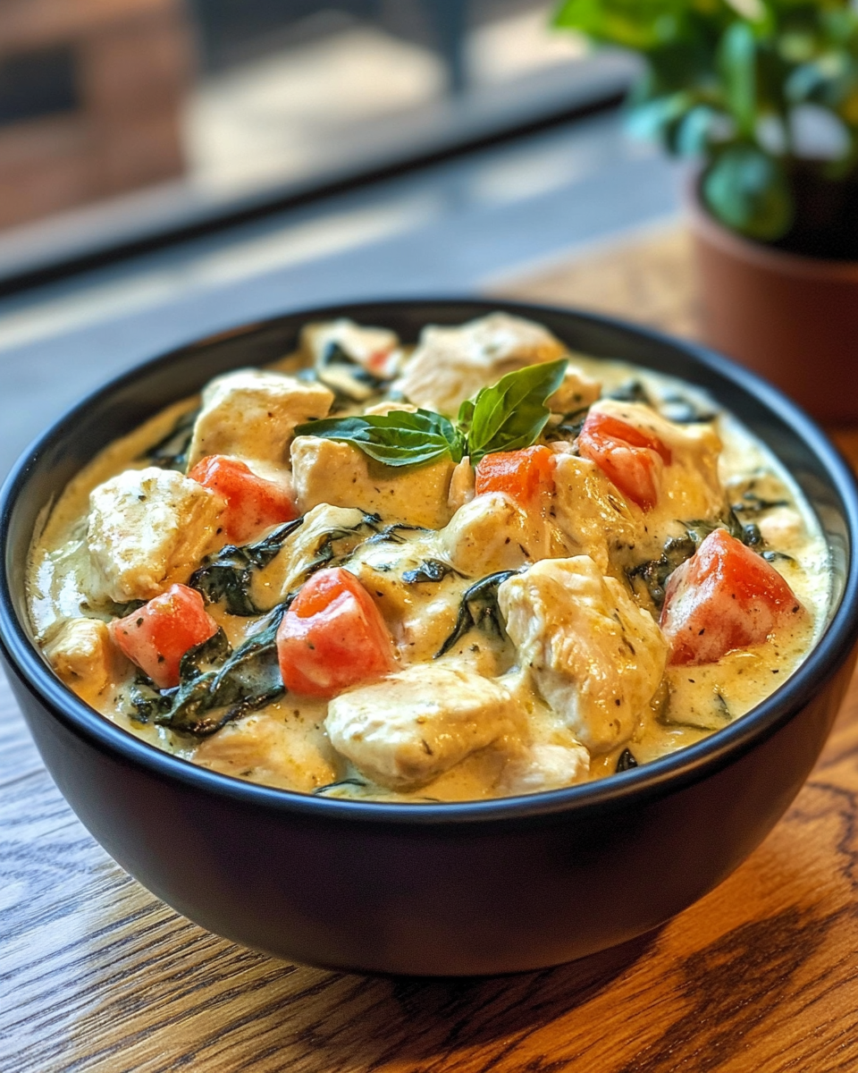 Ingredients for creamy chicken and spinach casserole in bowls
