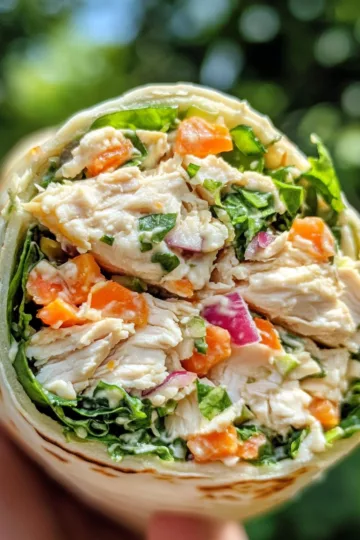 Creamy Chicken Salad Wrap taken with iphone 15 pro max --iw 2 --ar 4:5 --v 6.1 --raw