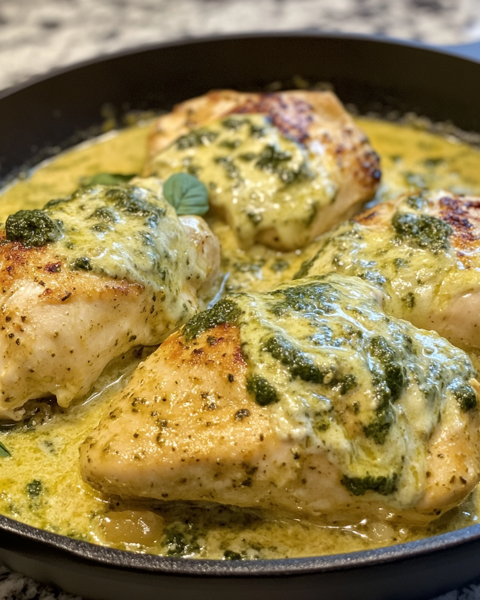 Fresh ingredients for creamy pesto chicken including grape tomatoes and garlic