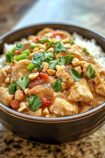 Crockpot Thai Peanut Chicken taken with iphone 15 pro max --iw 2 --ar 4:5 --v 6.1 --raw