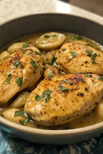 CrockPot Tuscan Garlic Chicken taken with iphone 15 pro max --iw 2 --ar 4:5 --v 6.1 --raw