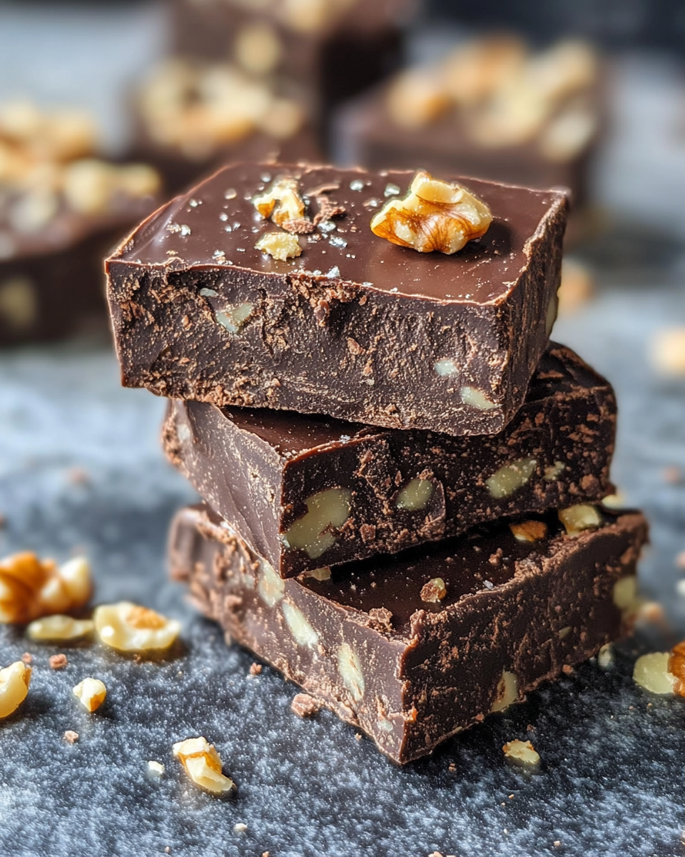 Dark chocolate nut squares melting inside cooker with steam