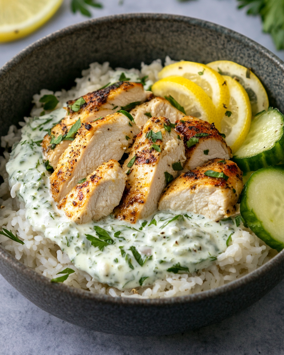 Baking dish layered with chicken, rice, vegetables and seasoning ready to bake
