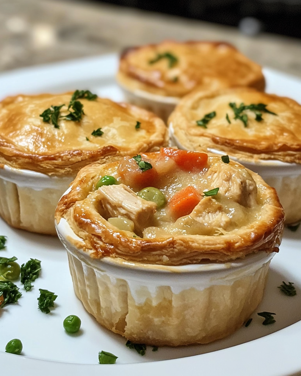 Ingredients and mixing bowl for mini chicken pot pies
