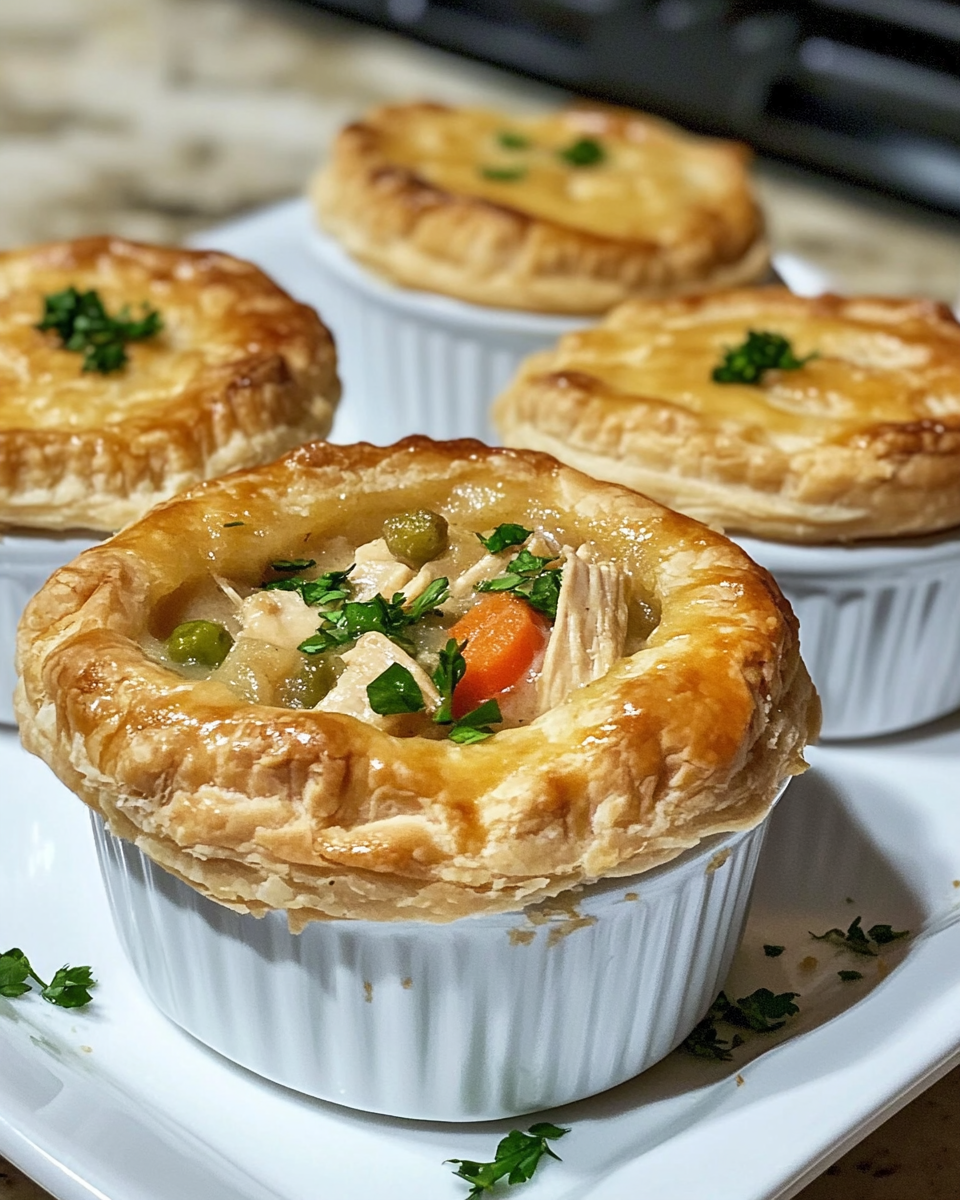 Warm mini chicken pot pies fresh out of the pressure cooker