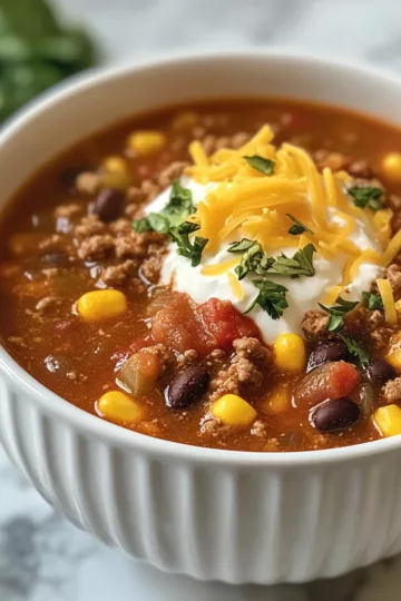 Easy Taco Soup taken with iphone 15 pro max --iw 2 --ar 4:5 --v 6.1 --raw