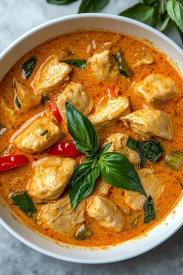 Easy Thai Red Curry Chicken taken with iphone 15 pro max --iw 2 --ar 4:5 --v 6.1 --raw