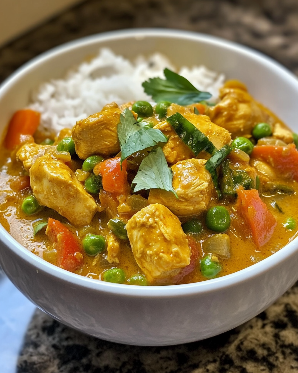 Ingredients for slow cooker coconut chicken curry laid out