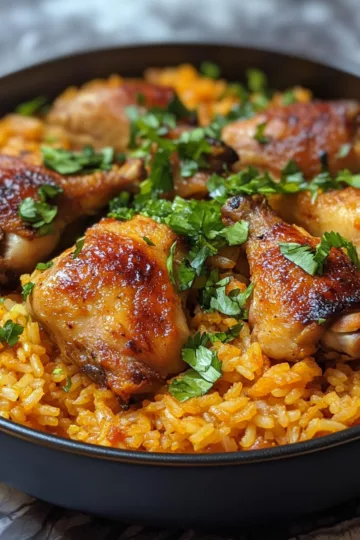 Forgotten Chicken Recipe with Rice taken with iphone 15 pro max --iw 2 --ar 4:5 --v 6.1 --raw