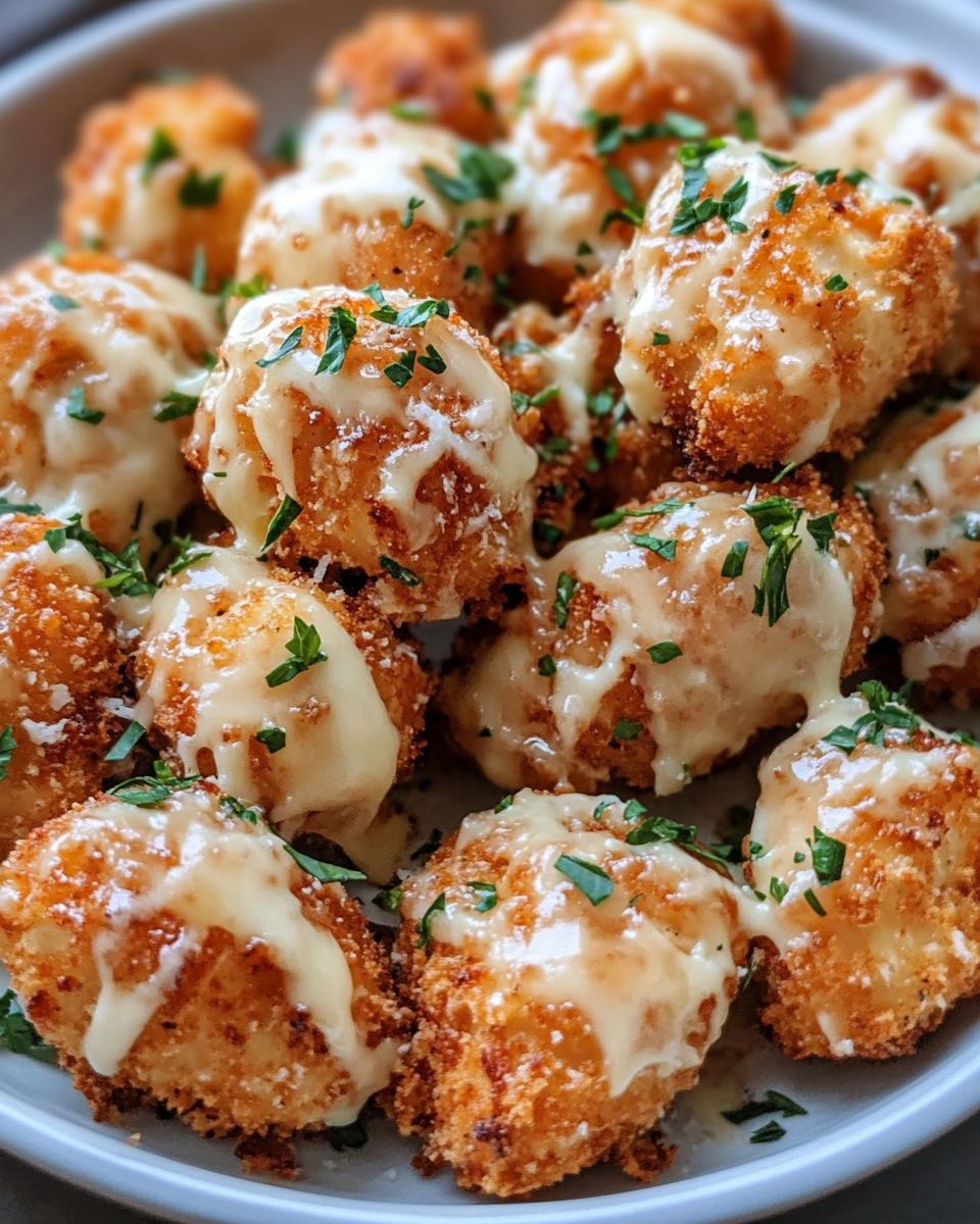 Garlic butter chicken bites in creamy Parmesan sauce cooking in pressure cooker