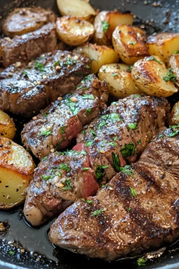 garlic butter steak and potatoes skillet best steak recipe taken with iphone 15 pro max --iw 2 --ar 4:5 --v 6.1 --raw