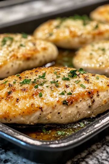 Garlic Parmesan Chicken Bake Recipe – Baked Chicken Breast taken with iphone 15 pro max --iw 2 --ar 4:5 --v 6.1 --raw