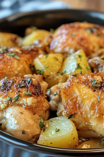 garlic parmesan crockpot chicken and potatoes taken with iphone 15 pro max --iw 2 --ar 4:5 --v 6.1 --raw