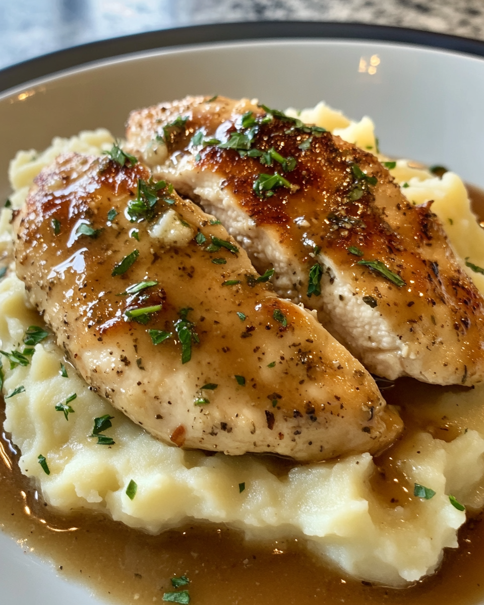 Searing chicken breasts in pressure cooker pan with garlic and herbs