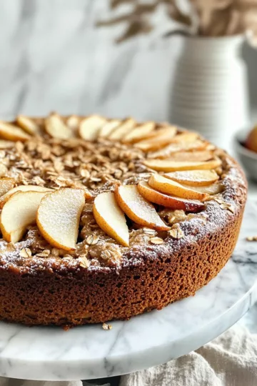 Healthy Oatmeal Apple Cake: A Delicious Guilt-Free Treat! taken with iphone 15 pro max --iw 2 --ar 4:5 --v 6.1 --raw