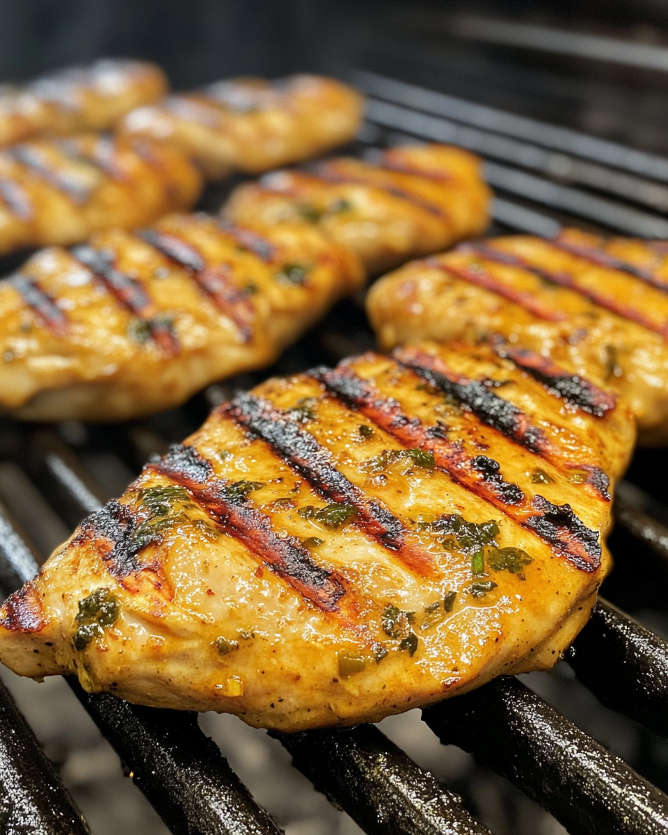 Soy sauce, honey, lime juice, and fresh garlic ingredients ready to marinate chicken breasts