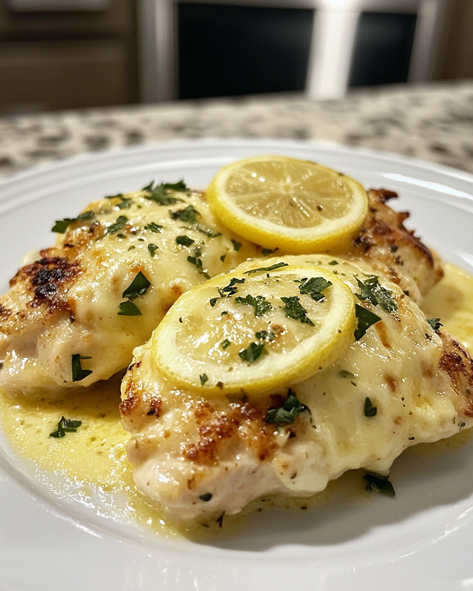 Chicken cutlets cooking in skillet with golden crust before finishing with mozzarella