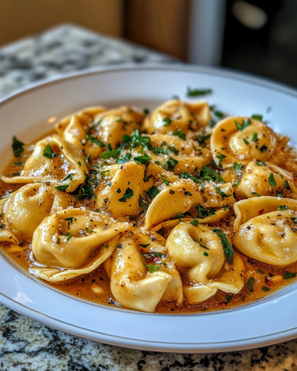 Creamy tortellini with sun dried tomatoes and chicken in pressure cooker