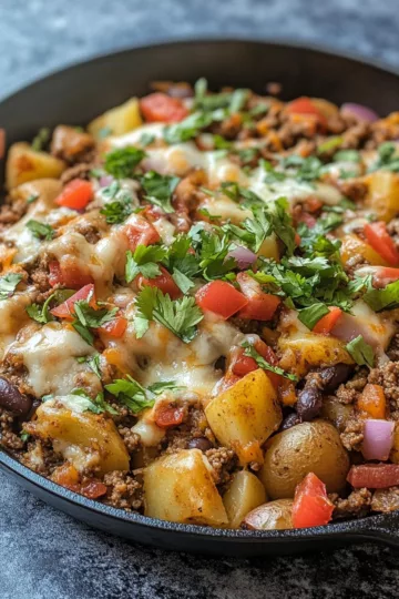 mexican ground beef and potato skillet taken with iphone 15 pro max --iw 2 --ar 4:5 --v 6.1 --raw