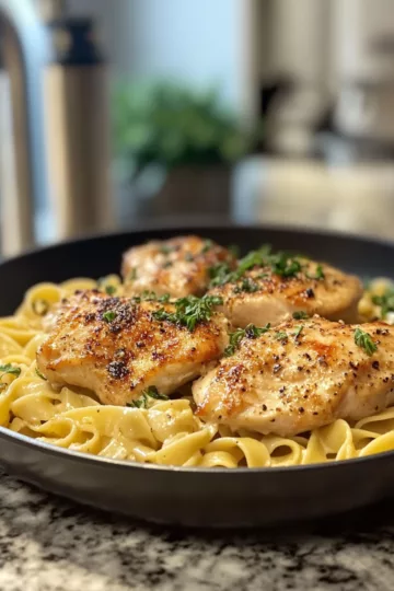 One-Pan Chicken with Buttered Noodles taken with iphone 15 pro max --iw 2 --ar 4:5 --v 6.1 --raw
