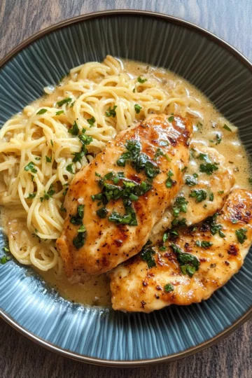 onepan chicken with buttered noodles taken with iphone 15 pro max --iw 2 --ar 4:5 --v 6.1 --raw