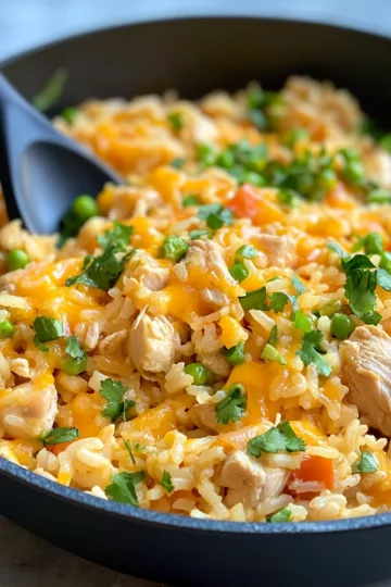 onepot cheesy southwest chicken and rice recipe easy creamy taken with iphone 15 pro max --iw 2 --ar 4:5 --v 6.1 --raw